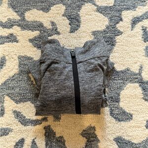 Gray quarter zip athletic horse riding long sleeve shirt